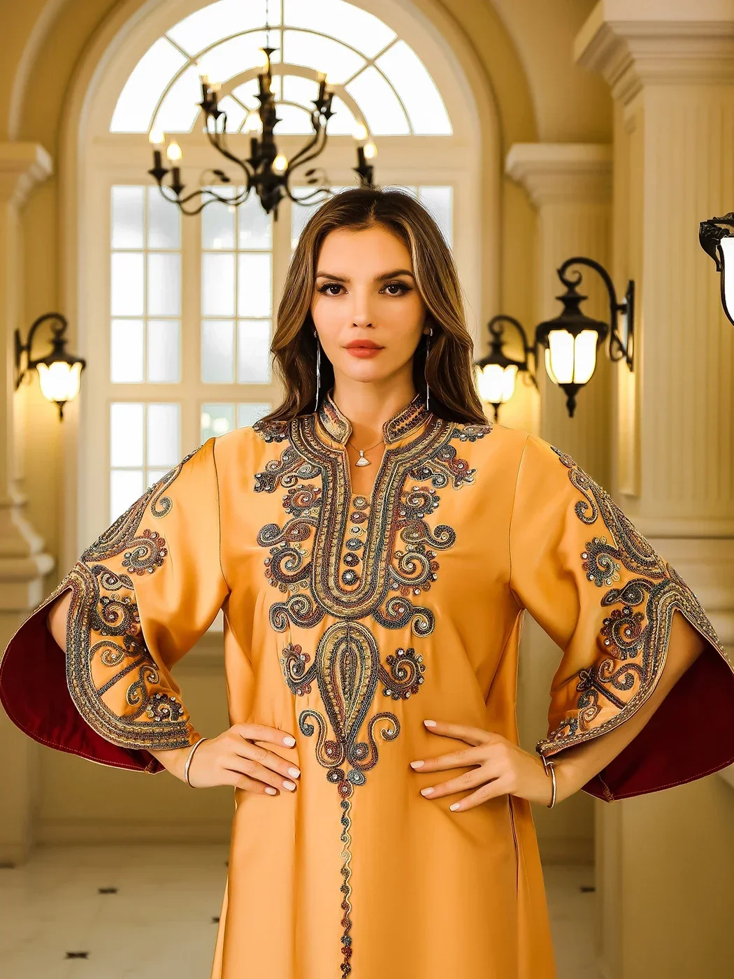 Iltapuvut arabialainen pitkä viitta kirjonta musliminaisten juhla jalabiya eid ramadan marokko dubai abayas kaftan islam vestidos