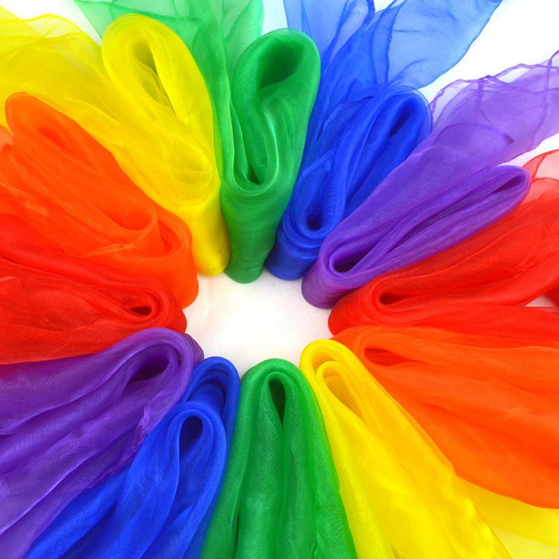 12 pièces carré jonglage soie danse foulards ic astuces accessoires de Performance accessoires mouvement foulards rythme bande écharpe 24 par 24