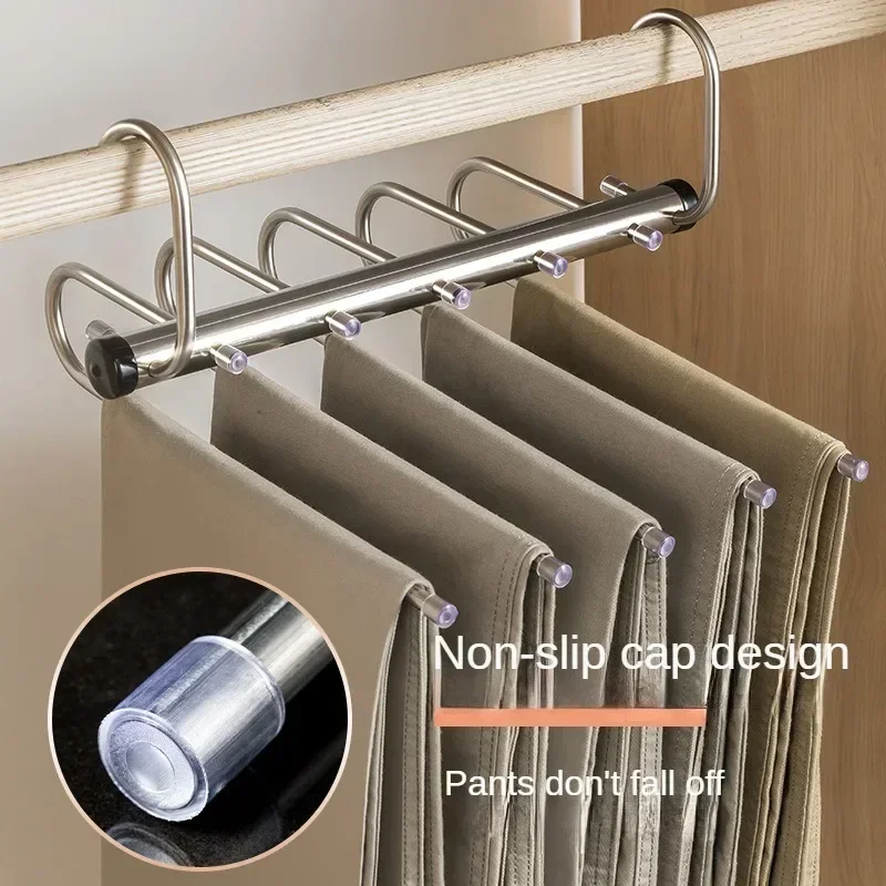 Perchas mágicas plegables para pantalones, 5/9 capas de acero inoxidable, estante para ropa que ahorra espacio, organizador para armario, pantalones vaqueros, bufanda