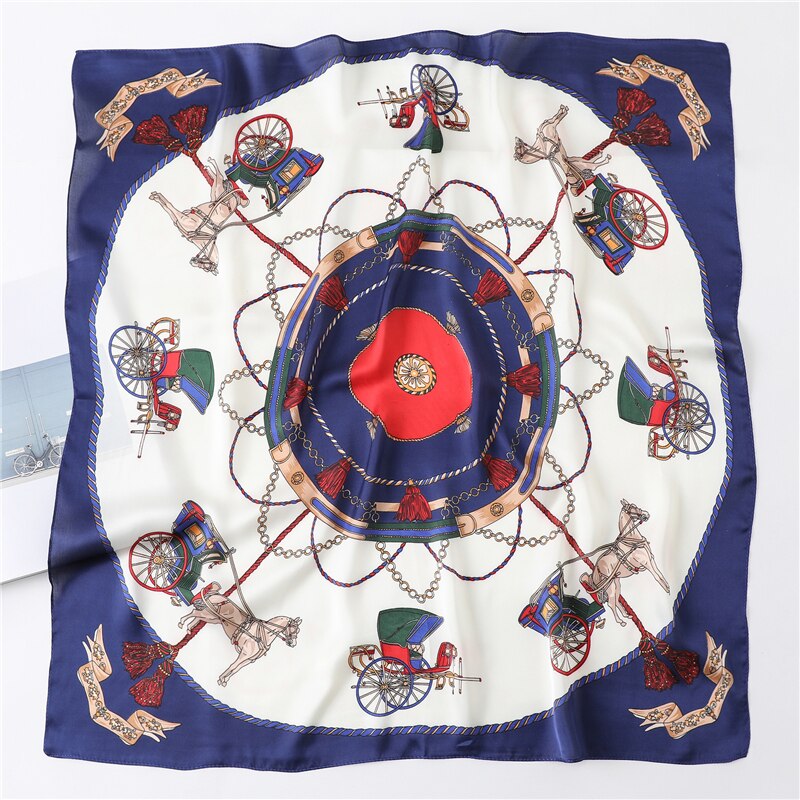 Print Zijden Sjaal Haarband Vrouwen Vierkante Tas Sjaals Foulard Sjaals Hoofddoek Bandana Pashmina