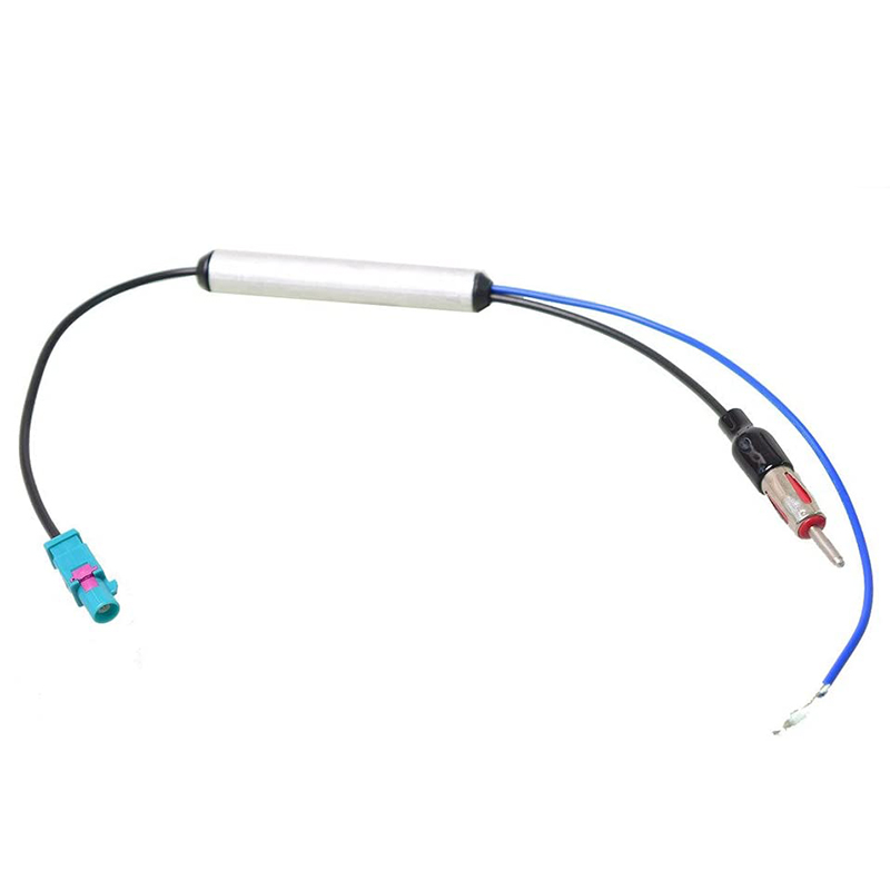 Dual Fakra to Din FM AM Car Radio Antenna Adapter - Splitter Stereo Converter Signal Booster Amplifier: Red