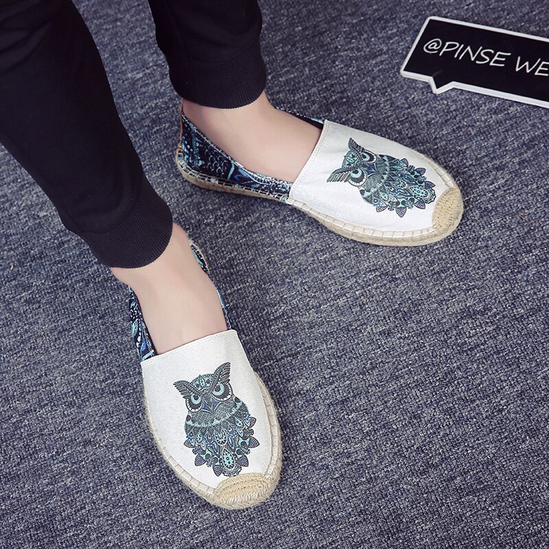 Dierenfoto casual persoonlijkheid zomertrend stroschoenen lichtgewicht canvas vissersschoenen hennep herenschoenen