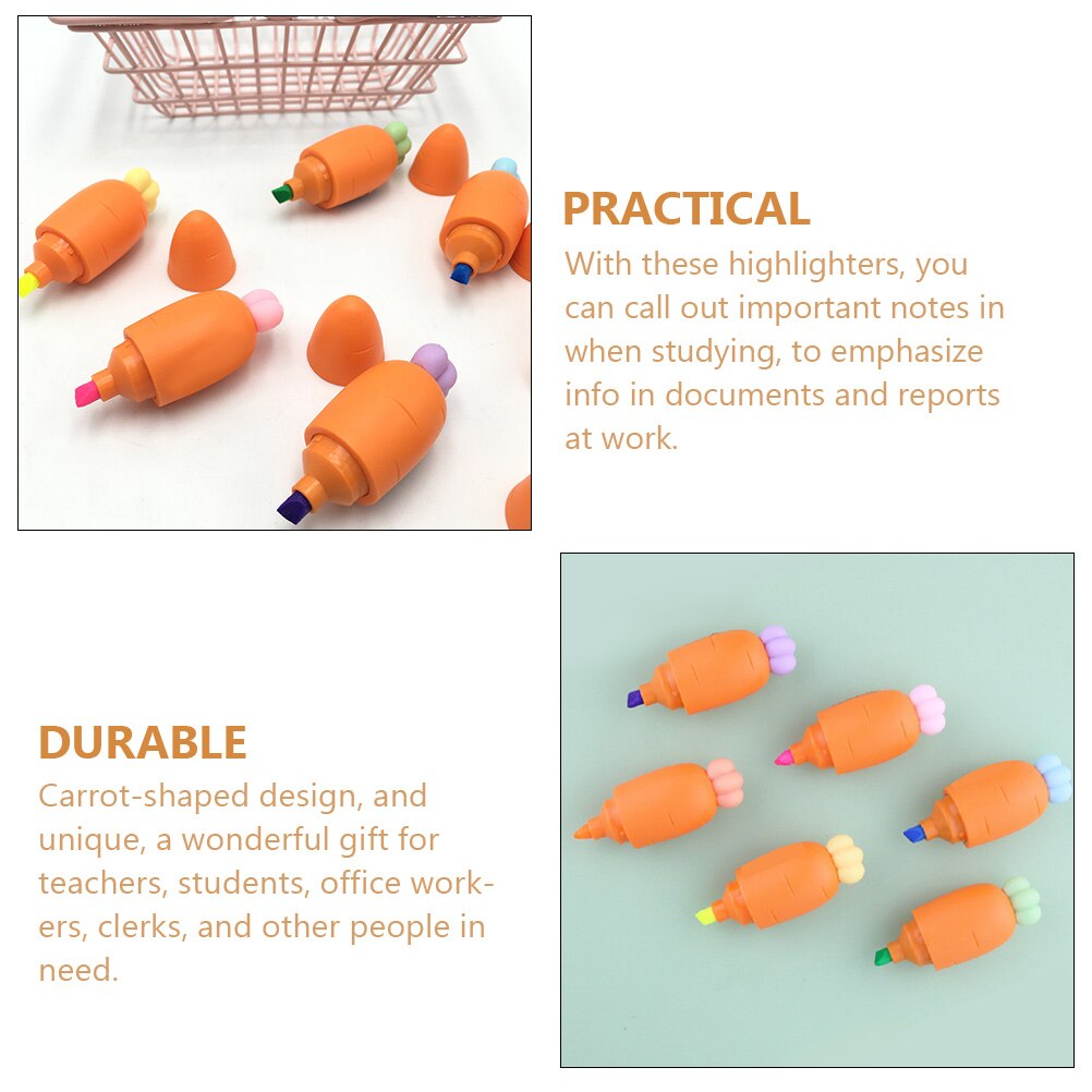3Pcs Cartoon Highlighters Portable Mini Adorable Fluorescent Pens Students Highlighters