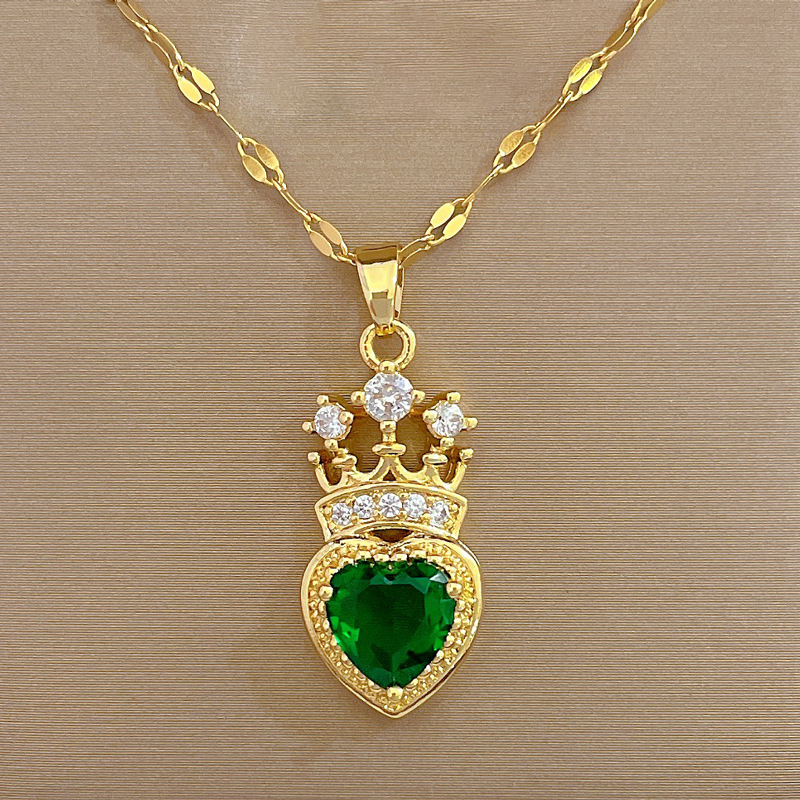 Roestvrij Kroon Charme Ketting Voor Vrouwen Meisje Goud Kleur Prinses Kroon Ketting Bruiloft Geek Sieraden Rapunzel Accessoires Cadeau: Rood-Bruin