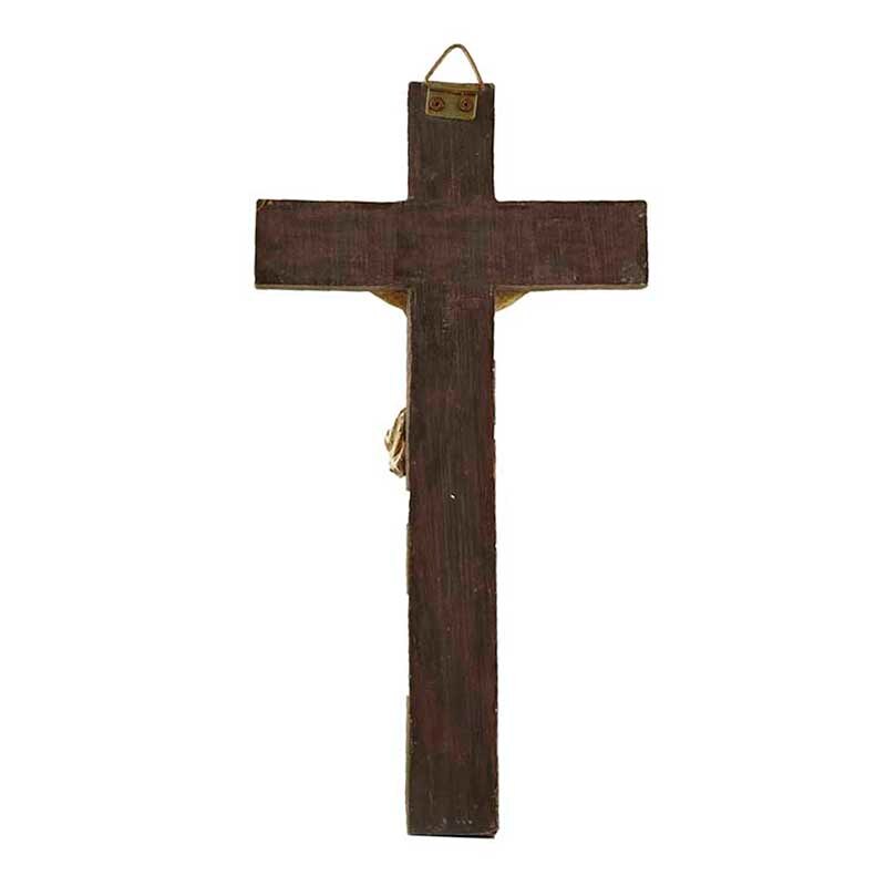Handmålat trä texturerat 23 cm högt hartskrucifix vägg kors jesus kors för väggdekoration religiös