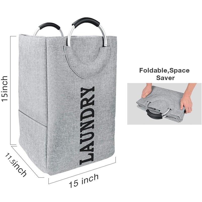 Double Laundry Hamper with Handle, Large Collapsible Laundry Hamper, Laundry Basket for Dorm Room, Dirty Clothes Basket