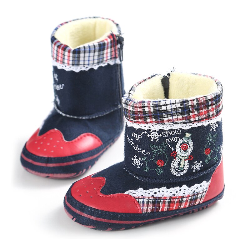 neue Weihnachten Baby Schuhe Kleinkind Jungen Mädchen Winter Warme Santa Claus Erste Wanderer Nette Weiche Baumwolle Weihnachten Weihnachten Stiefel: 01 / Size 12