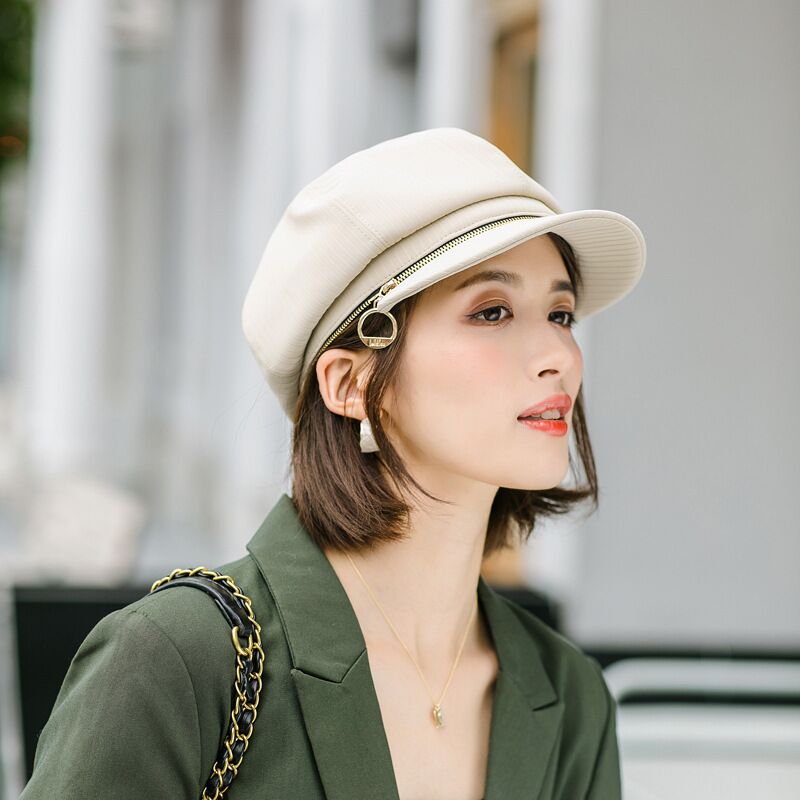 Boina, gorro de otoño-invierno , sombrero de mujer Vintage a rayas octogonal, gorra de caballero, gorra de pintor con cremallera para mujer, sombrero de pintor artístico de doble uso