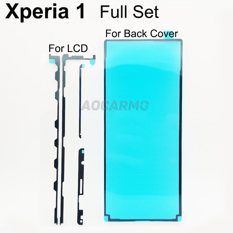 Dower me para sony xperia 1/xz4 j9110 x1 moldura dianteira da tela lcd adesivo traseiro habitação porta capa traseira adesivo fita cola: Front and Back