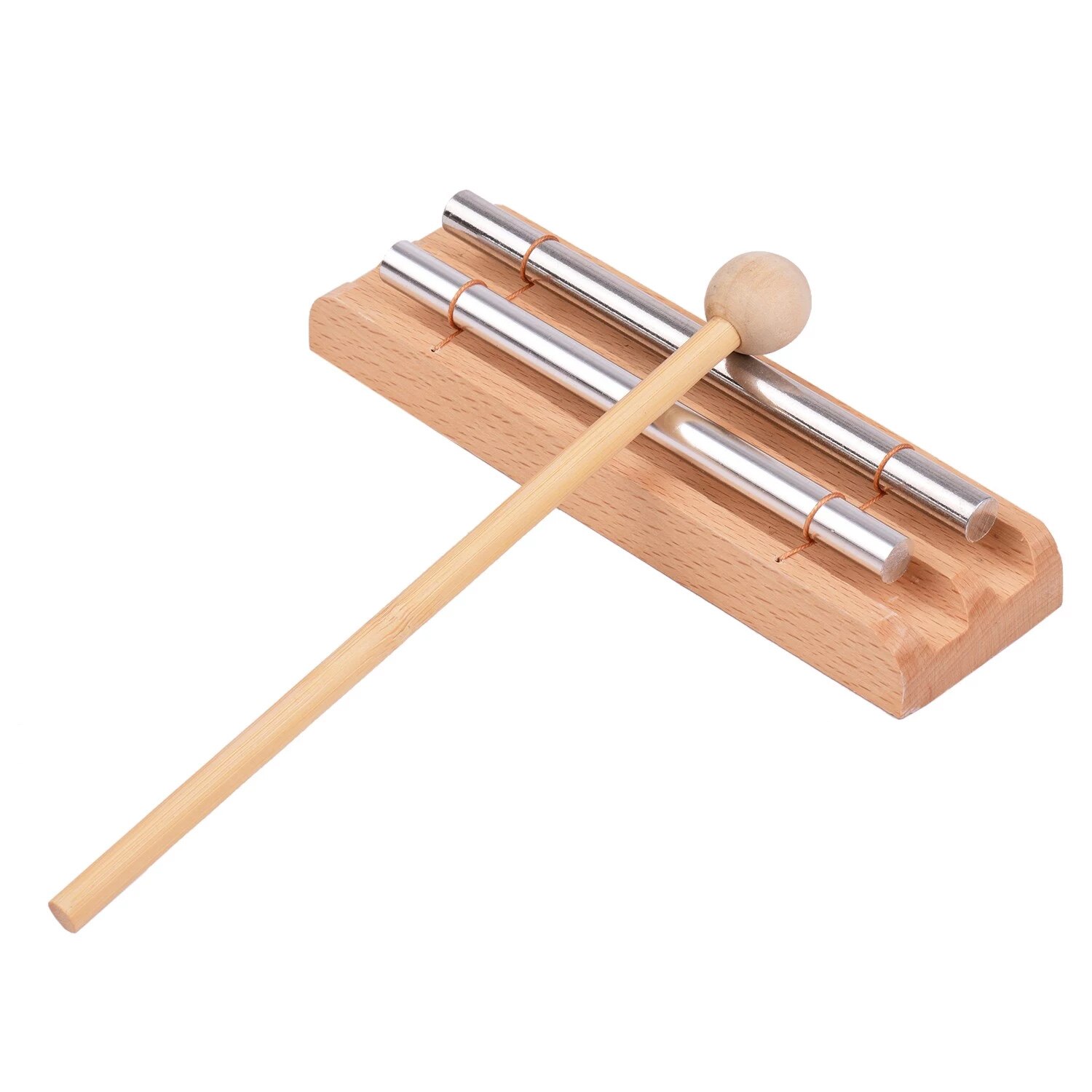 Meditation Chime Classroom Wooden With Mallet Percussion Instrument Reminder Bell With Mallet For Prayer Musical Chime Wood: 2 Tone