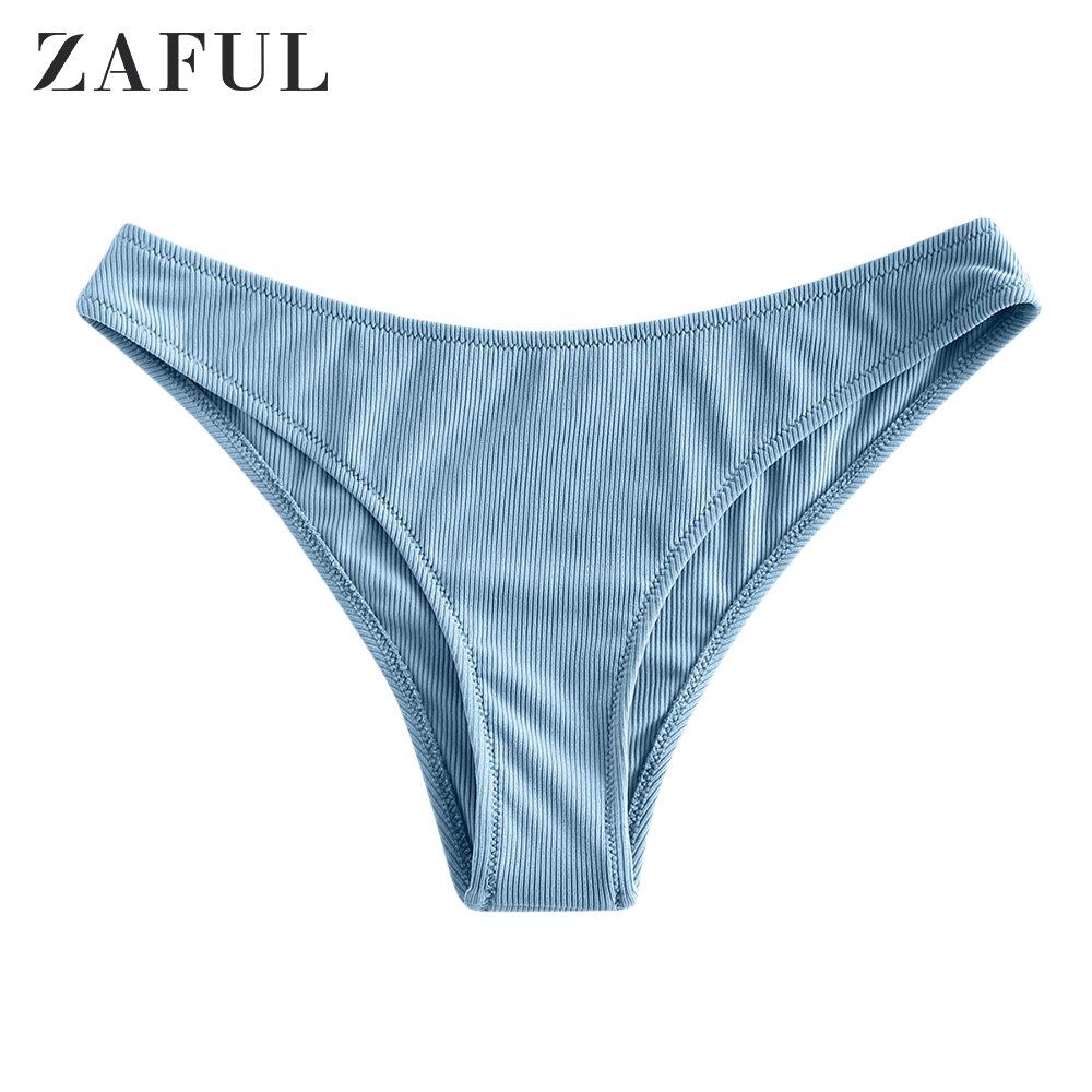 ZAFUL – maillot de bain brésilien pour femmes, culotte de plage, Sexy, rainuré, taille basse, couleur unie, pour l&#39;été: Light Sky Blue / L