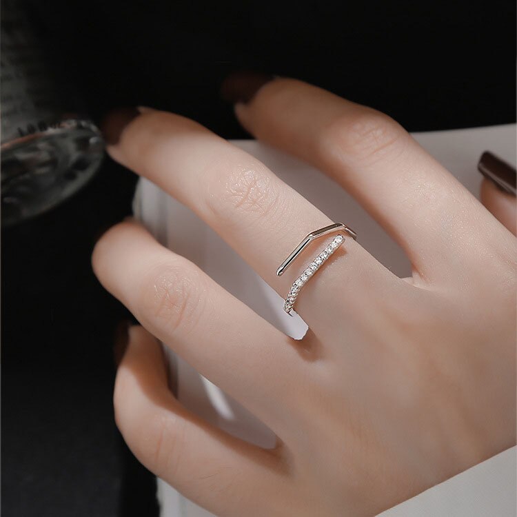Bague Index pour femme, anneau en acier inoxydable, argent, croix ouverte, , bijoux de fête,: 2