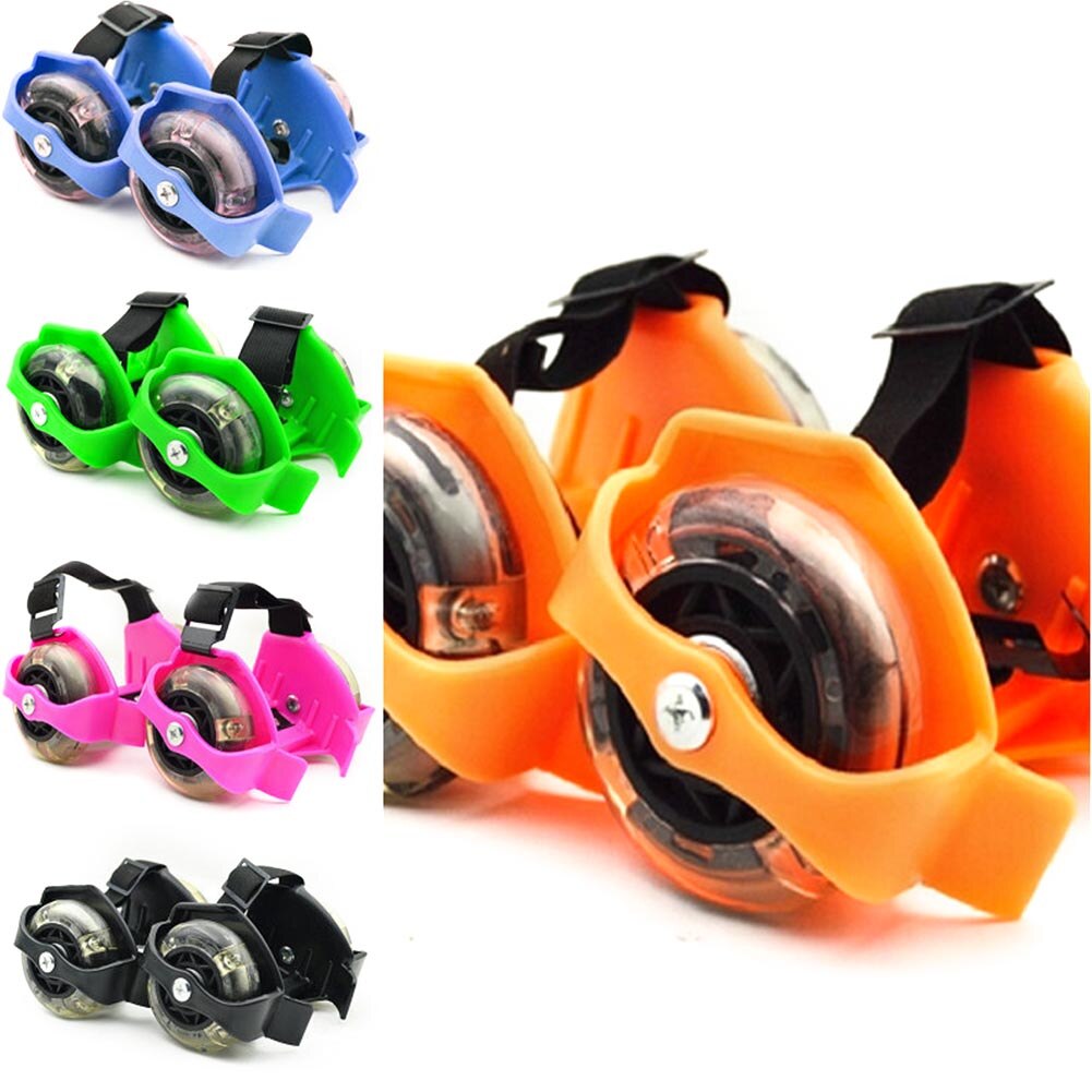 1 Pair Kids Adjustable Elastic Accessories Wheel Whirlwind Friction Flashing Roller Wear Resistant PVC 3 Colors Skating Shoes