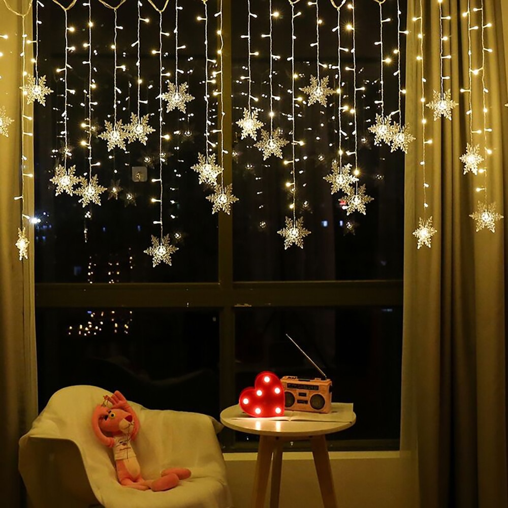 3.5m 96 LED Snowflake Light String Twinkle Garlands Decoration for Christmas Lamp Party Wedding Decorative Fairy Lights