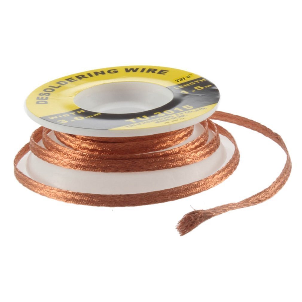 Alambre de desoldar BGA de 5 pies y 3mm, mecha para removedor de soldadura trenzada, accesorio de soldadura, TU-3015 de estaño de Color metálico