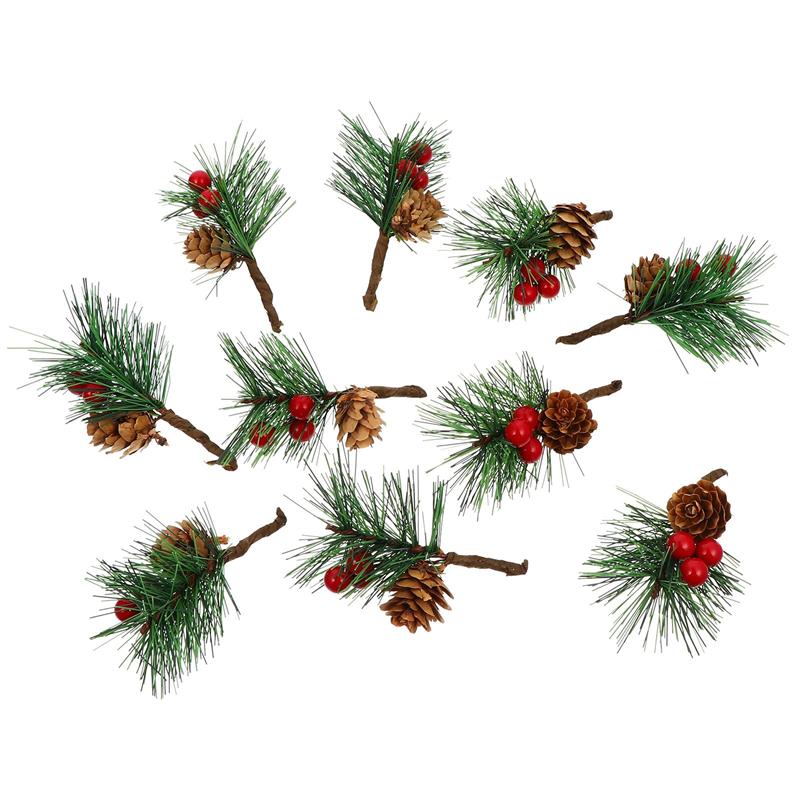 10 stk julekeglegrene simulerede realistisk efterligning fyrretræsgrene bærbuketter fyrnåle til hjemmet