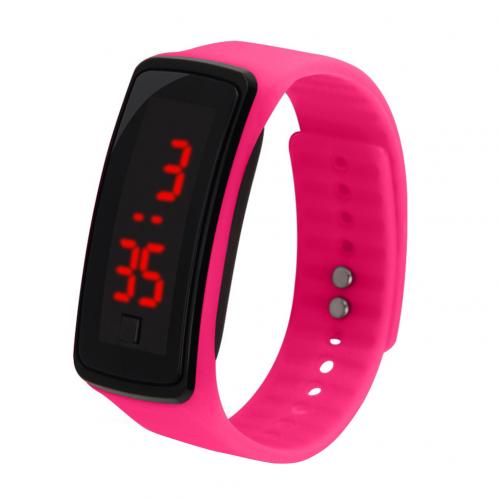 Kids Digital Watch Kids Sport Silicone Adjustable Band LED Screen Electronic Digital Wrist Watch Bracelet Clock montre enfant: Rose Red