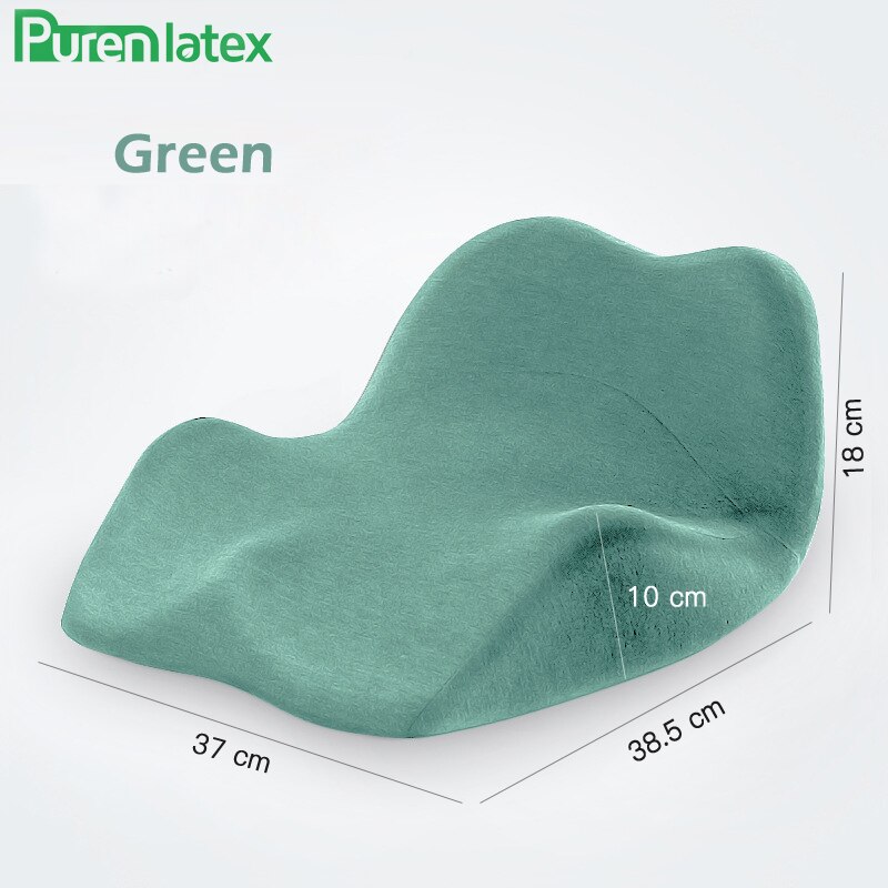 PurenLatex Memory Foam Seat Back Cushion Orthopedic Coccyx Spine Mat Relieve Pressure Pad Slow Rebound Chair Ergonomic Cushions: Green