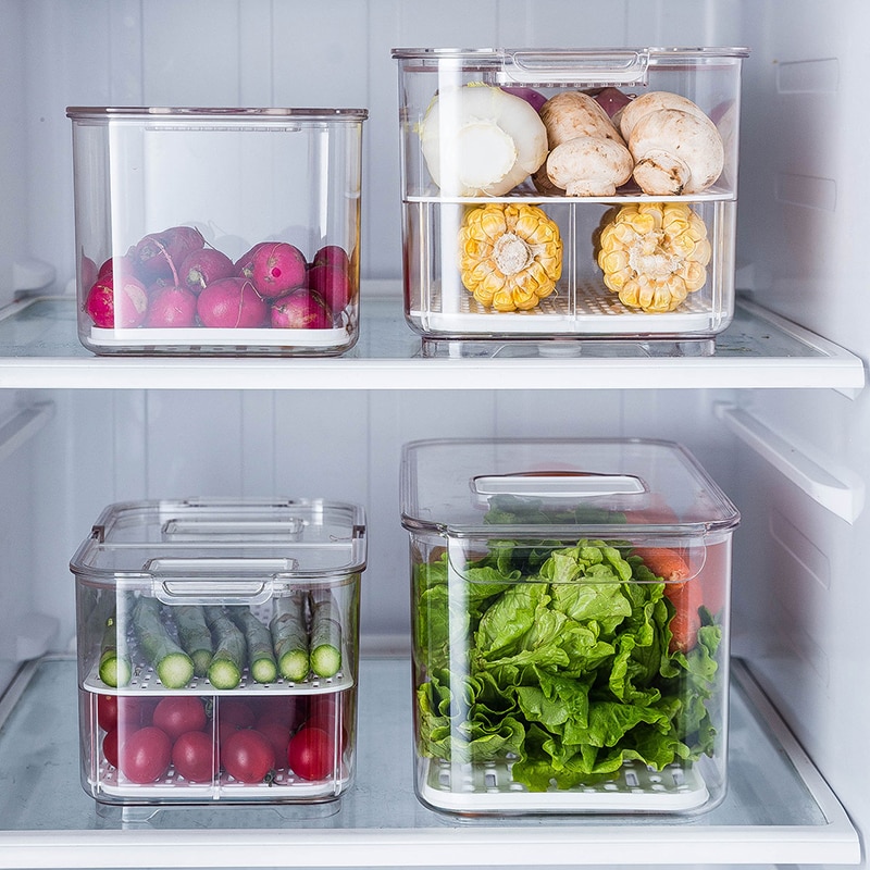 réfrigérateur alimentaire conteneurs de stockage avec couvercles cuisine stockage joint réservoir en plastique séparé légumes fruits frais boîte grand Ml