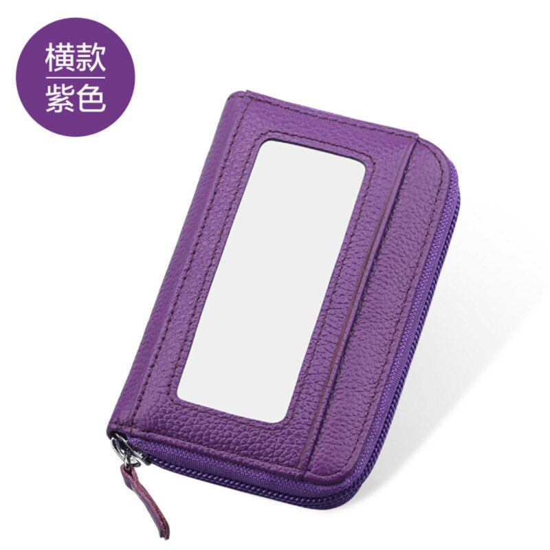 LKEEP-Mini cartera Vintage Unisex para hombre y mujer, monedero, tarjetas, portadores de identificación, PU sólido, billetera de cuero,: Purple 2