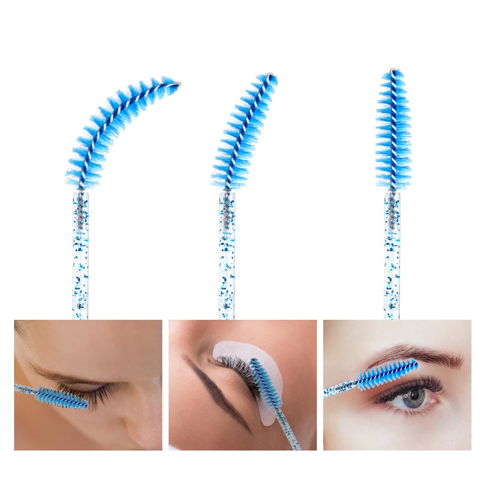 50Pcs Disposable Makeup Brushes Mascara Wands Applicator Eye Lashes Cosmetic Brushes Eyebrow Spoolers Comb Brow Brush Tools