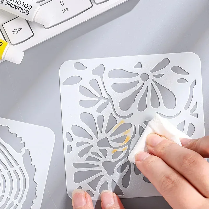 6 Stücke PET Retro Geometrische Muster Hohl Schablonen Sammelalbum Journal Karte Dekor DIY Färbung Form Schablone Vorlagen für Malerei