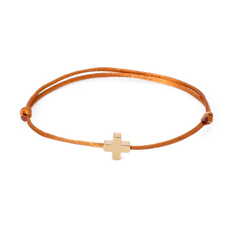 VEKNO Einfache Cross Red String Armband Einstellbar Flechten Glück Macrame Seil Armbänder Für Frauen Männer Kinder Handgemachten Schmuck: Orange