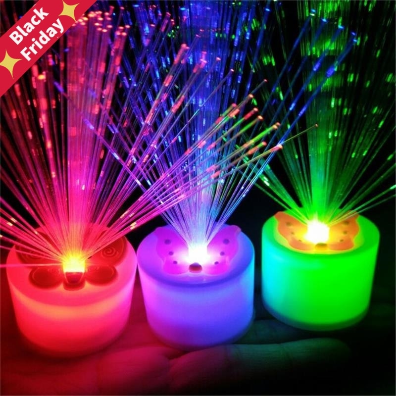 1Pc Changing LED Fiber Optic Night Light-Up Toy Lamp Battery Powered Small Light Christmas Party Decor Romantic Color