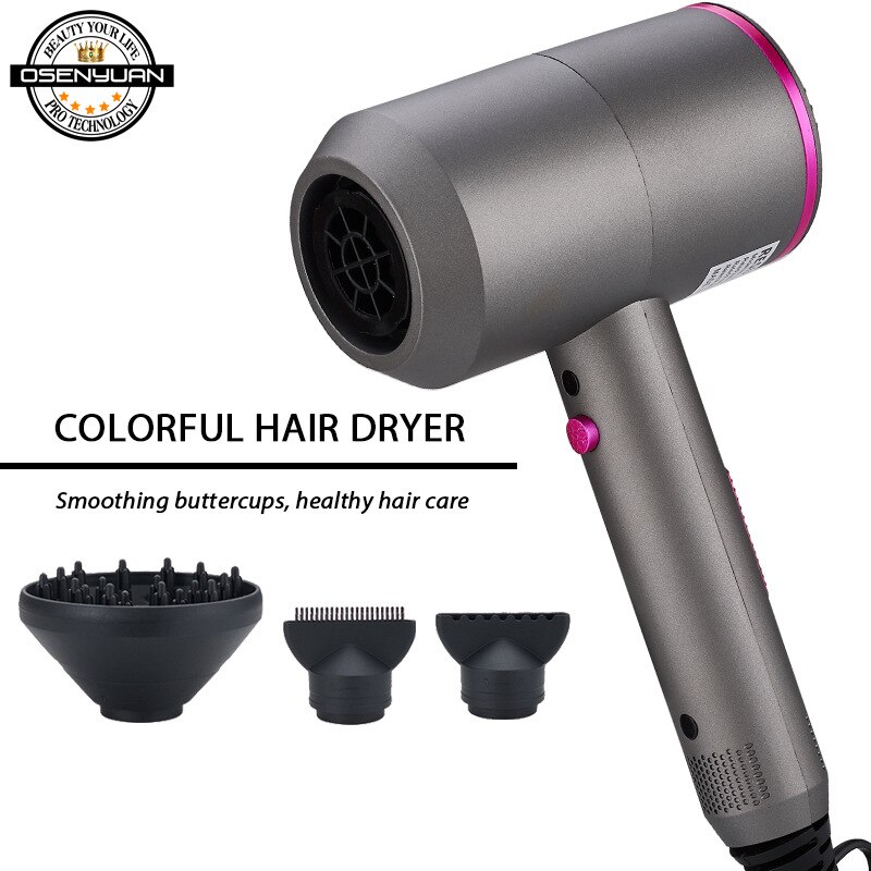 Ionic Blow Dryer Hairdryer with Diffuser Powerful AC Motor 3 Temperature 2 Speed & 1 Cool Setting, Quick Drying: Black / us