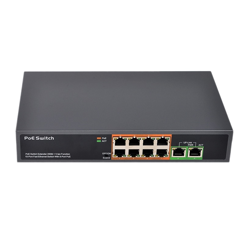 Poe Netzwerk Schalter PSE108EX 150W 48V 8 Hafen 10/ 100M Plus 2 Aufwärtsverbindung Schalter 8 Hafen Poe netzwerk Schalter (uns-stecker): Ursprünglich Titel