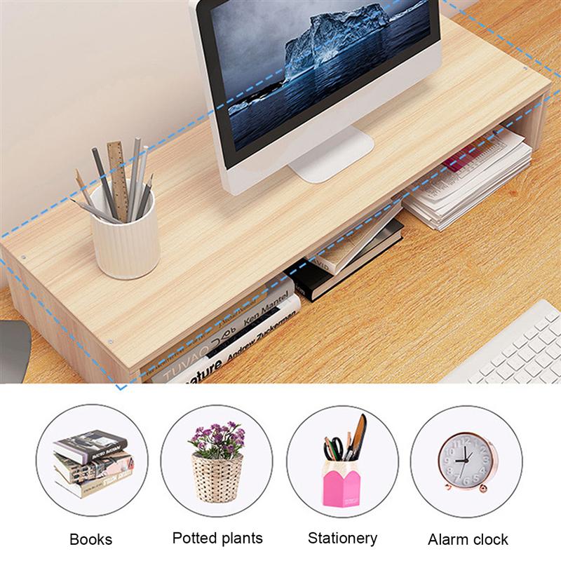 Multi-function Desktop Monitor Stand Computer Screen Riser Thicken Board Rack Laptop Stand Desktop Notebook TV Shelf (White)