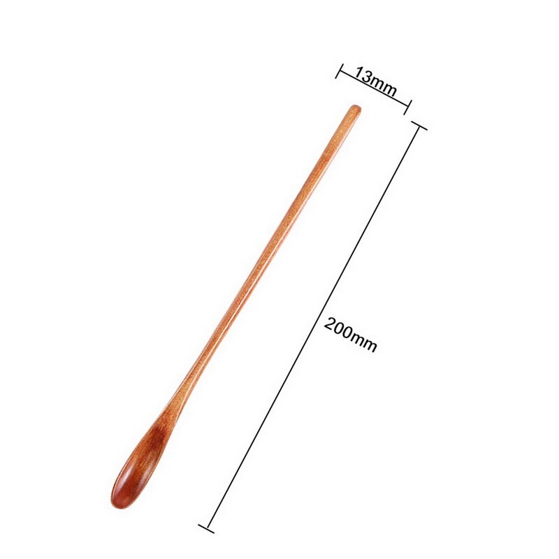 Punho longo colher de madeira natural colheres de chá de café de madeira alongamento mexendo colher 20x1.7cm cozinhar catering colher cozinhar ferramentas: B4