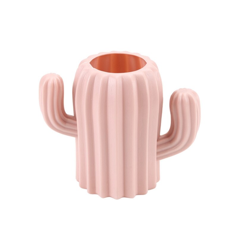 1pc kaktus skrivebord dekoration mini moderne håndværk kunst kontor desktop hjem værelse ornamenter plast kaktus tilbehør: Lyserød