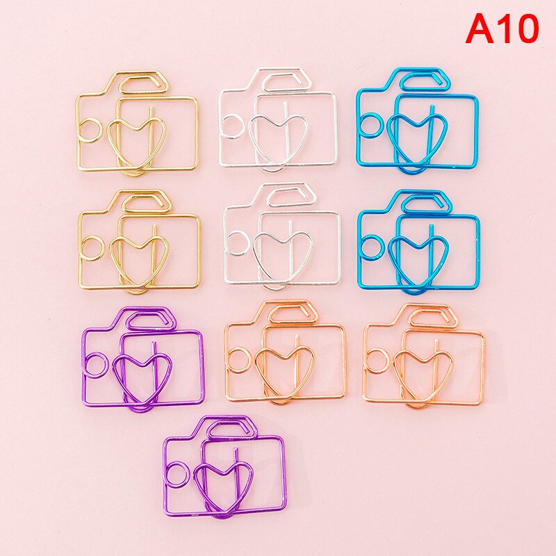 10pcs cute Cactus star Ice Cream Mini Paper Clips Kawaii Stationery Metal Clear Binder Clips Photos Tickets Notes Letter: A10