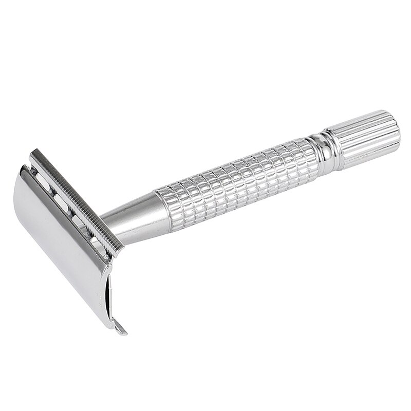 Safety Stainless Steel Classic Razor Handle Straight Razor Holder Men's Shaving Face Razor Blades Shaving With 5 Blade Barber: Default Title