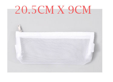1 Pcs Pencil Case Simple Transparent Mesh Nylon Office Student Pencil Bag School Supplies High Capacity Pen Box: small white