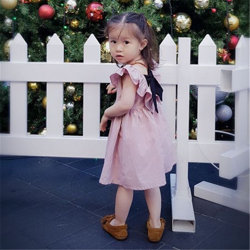 Abbigliamento per bambini abito da bambina senza maniche a pieghe senza schienale in cotone abito coreano per bambini abito da bambina senza schienale estivo