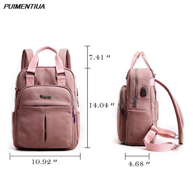 Solid Women Backpack Female Travel School Bags For Teenage College Schoolbag Nylon Solid Color High Student Bag