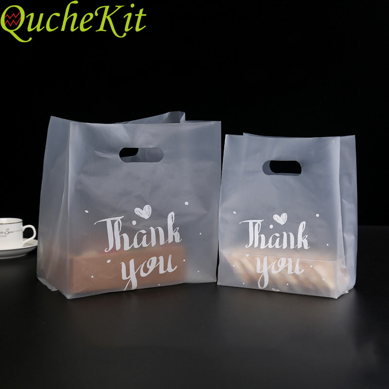 50 Stuks Dank U Plastic Bags Winkelen Verpakking Zakken Met Handvat Christmas Party Bruiloft Gunsten Voor Gasten Decoratie 2022