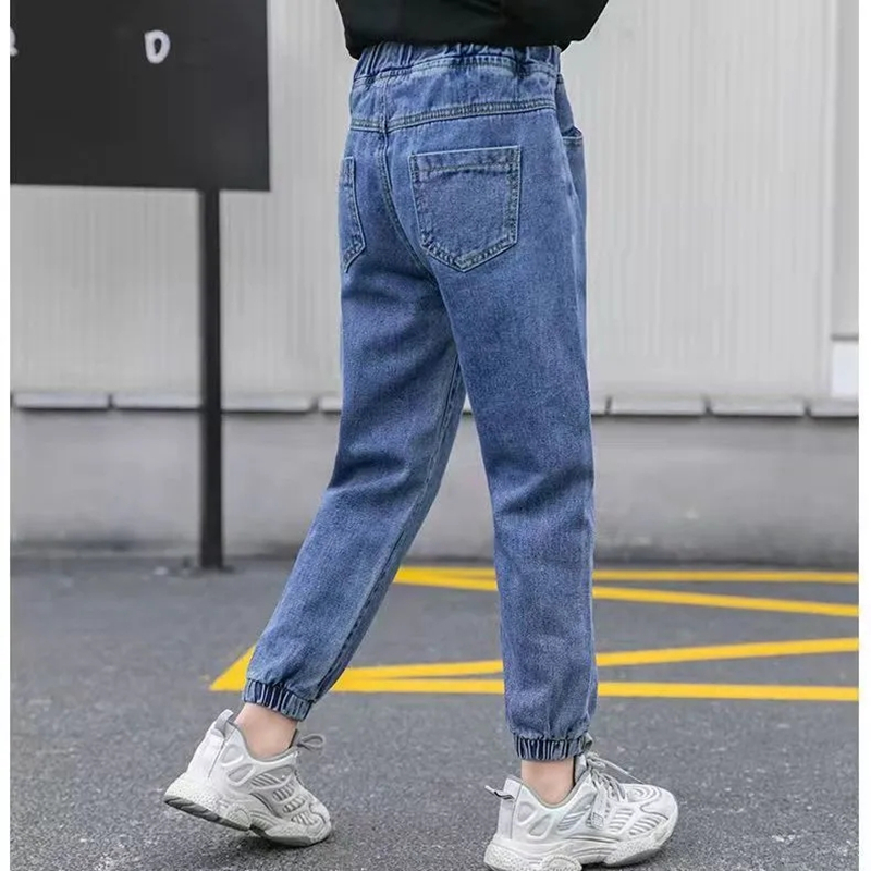 Simple Girl Spring Autumn Casual Denim Trousers Foreign Flavor Baby Girl Out Wear Trousers Loose All-match Denim Trouser