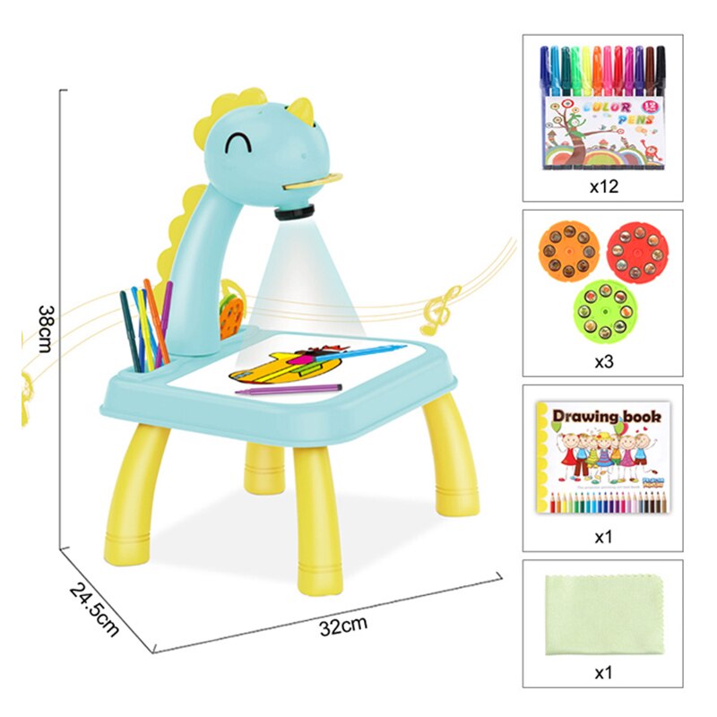 Children Led Projector Art Drawing Table Light Toy Kids Painting Board Desk Crafts Educational Learning Paint Tools Toys For Gir