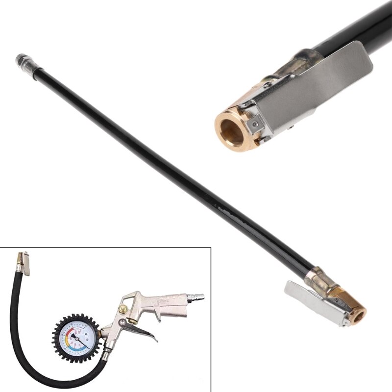 Luft dekk inflator trykk bil auto dekk pumpe slangemåler fleksibel slangekobling 28tc
