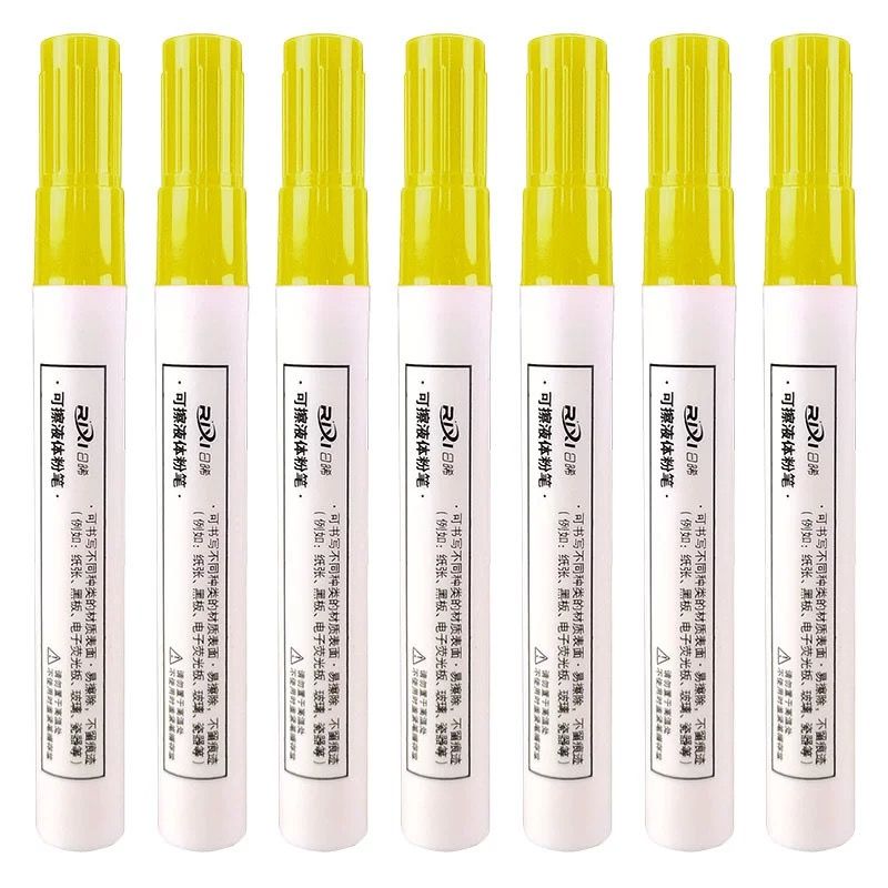 White Liquid Chalk Pen Marker Glass Windows Chalkboard Blackboard Liquid Ink Pen Used on Chalkboard Window White Pen: 7pc yellow