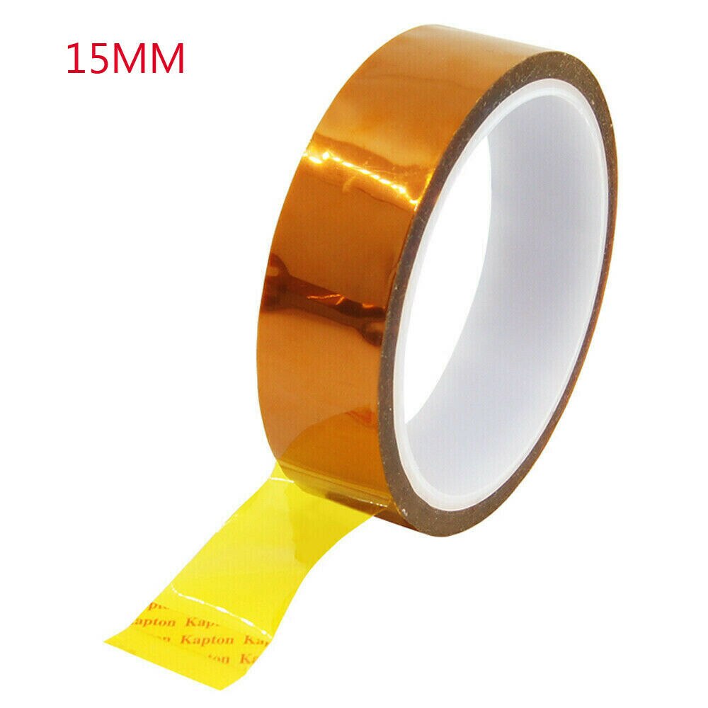 Multifunctionele Duurzame 25mm 100ft Kapton Tape BGA Hoge Temperatuur Hittebestendige Polyimide Goud: 15mm