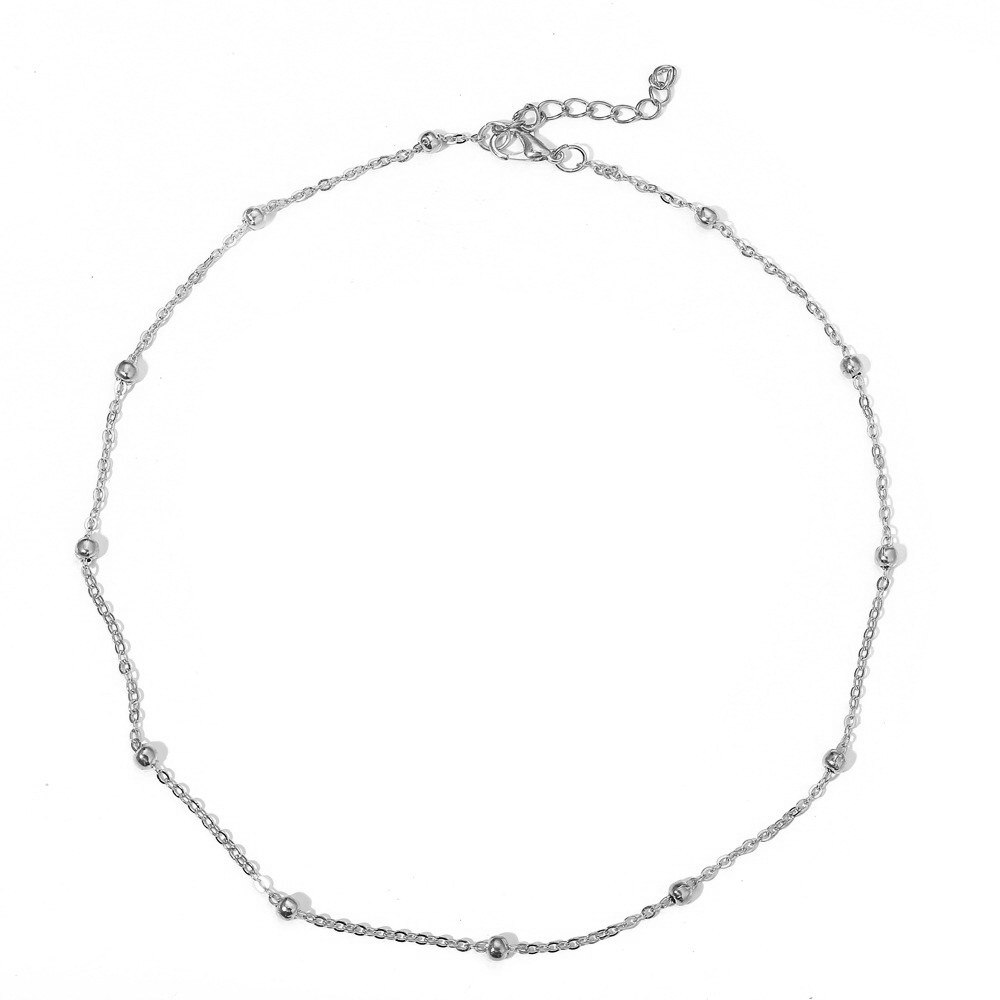 Eenvoudige Onzichtbare Transparante Dunne Lijn Goud Kleur Choker Ketting Voor Vrouwen Ketting Bead Chocker Collier Femme Kraag: color silver