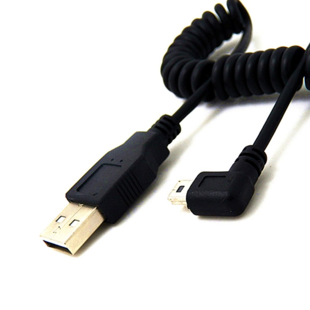 1Pc Usb 2.0 A Male Naar Mini Usb 5 Pin Haaks 90 Graden Spiraal Coiled Adapter Cord Kabel 5ft Voor MP3 Spelers Digitale Camera 'S