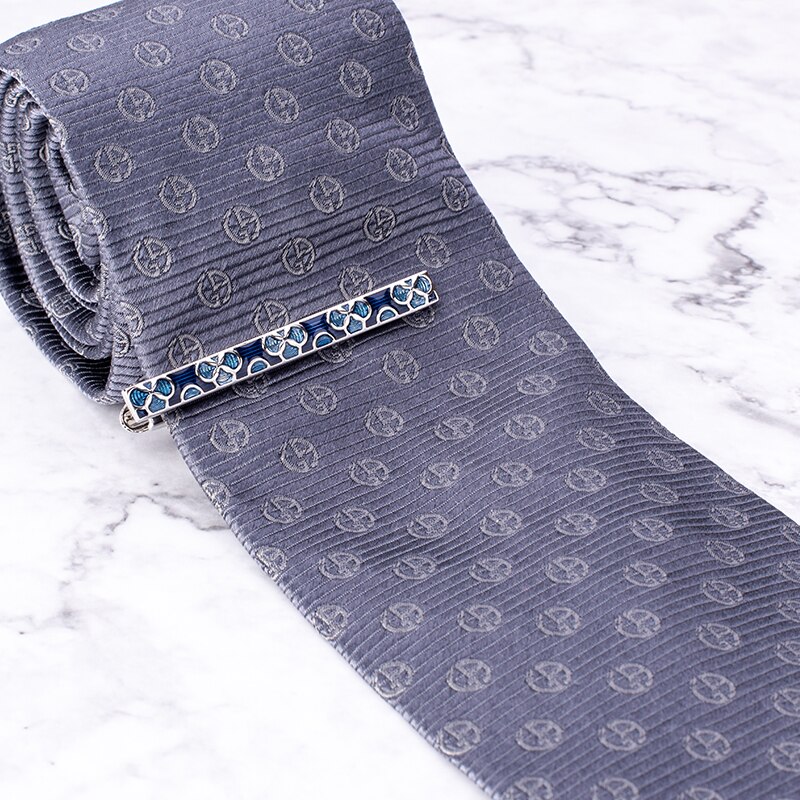 Luxus Emaille binden Clip Blau Blume binden Bar Glück vier-Kleeblatt Krawatte Stift Für Herren Hochzeit Geschäft