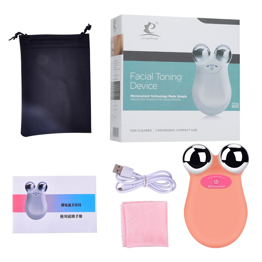 Mini Microcurrent Face Lift Machine Multifunction Beauty Device Skin Tightening Facial Wrinkle Blackhead Remover Skin Care Tools: Pink