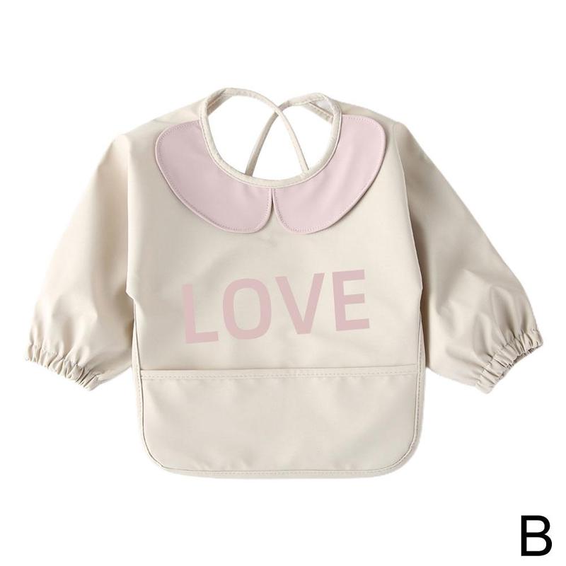 Bavoirs imperméables à manches longues pour bébés, vêtements d&#39;alimentation pour enfants, Smock, tablier d&#39;alimentation: M love beige