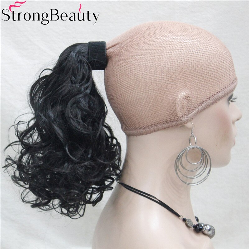 Coleta de pelo rizado, extensión de cabello medio largo sintético de belleza fuerte: 2